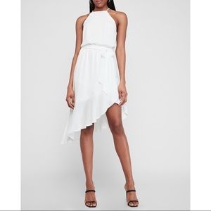 EXPRESS Asymmetrical Ruffle Wrap Midi Dress